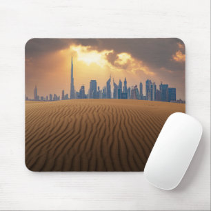 Deserts   Dubai's Skyline View from Sand Dune Mouse Pad