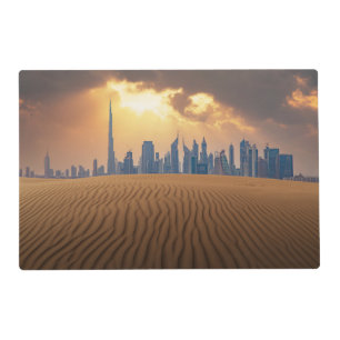 Deserts Dubai's Skyline View from Sand Dune Placemat