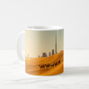 Deserts Dubai's Skyline View with Camels Coffee Mug