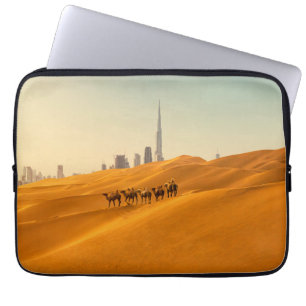 Deserts Dubai's Skyline View with Camels Laptop Sleeve