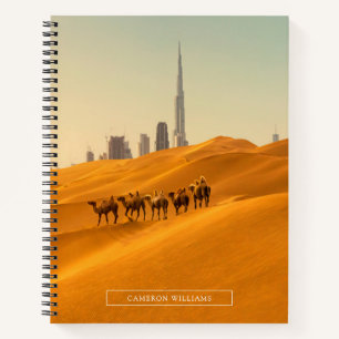 Deserts   Dubai's Skyline View with Camels Notebook
