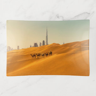Deserts   Dubai's Skyline View with Camels Trinket Tray