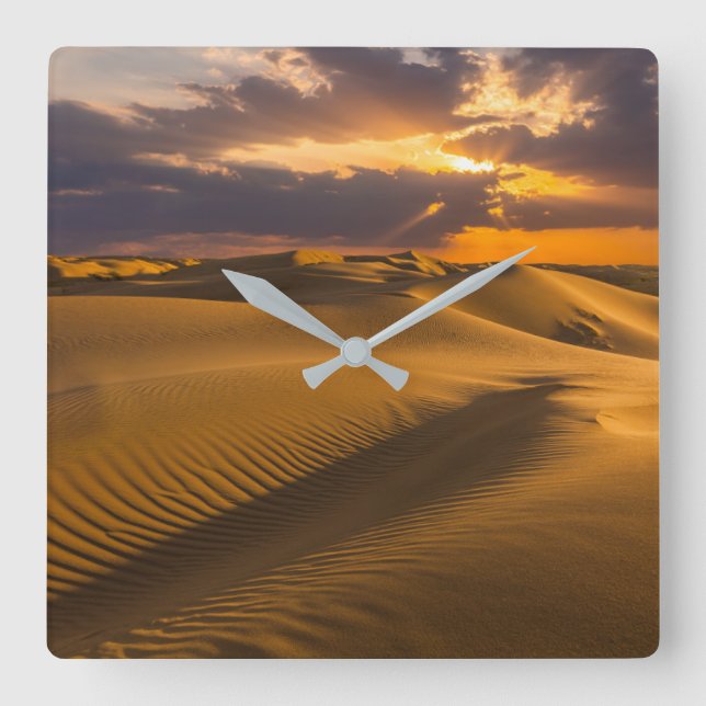 Deserts | Landscape of Sand Dunes Square Wall Clock (Front)