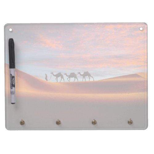Deserts  Man  Camels in the Sand Dunes Dry Erase Board With Keychain Holder
