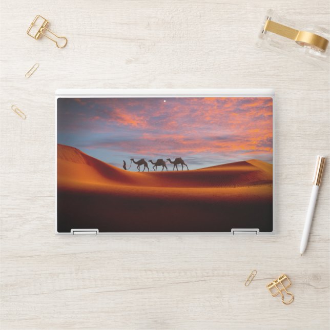 Deserts | Man & Camels in the Sand Dunes HP Laptop Skin (Desk)