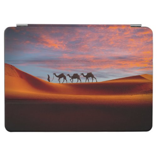 Deserts  Man  Camels in the Sand Dunes iPad Air Cover