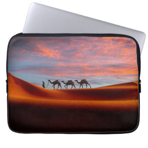 Deserts Man & Camels in the Sand Dunes Laptop Sleeve