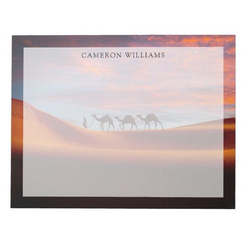 Deserts  Man  Camels in the Sand Dunes Notepad