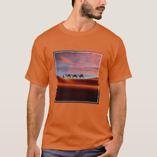 Deserts Man & Camels in the Sand Dunes T-Shirt