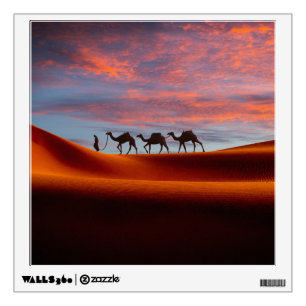 Deserts   Man & Camels in the Sand Dunes Wall Decal