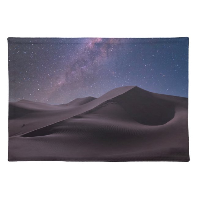 Deserts | Milky Way Starry Sky Sand Dune Dubai Cloth Placemat (Front)