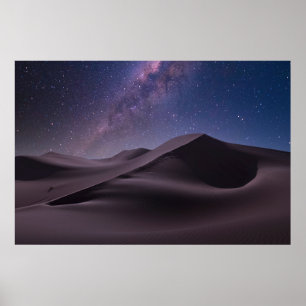 Deserts Milky Way Starry Sky Sand Dune Dubai Poster