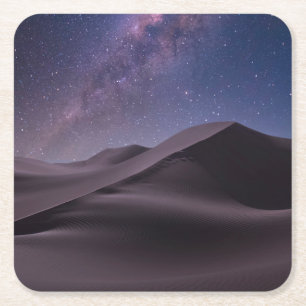 Deserts Milky Way Starry Sky Sand Dune Dubai Square Paper Coaster