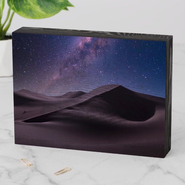 Deserts | Milky Way Starry Sky Sand Dune Dubai Wooden Box Sign (In Situ Horizontal)