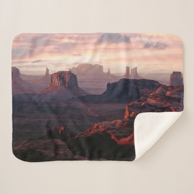 Deserts | Monument Valley Utah-Ariziona Sherpa Blanket (Front (Horizontal))