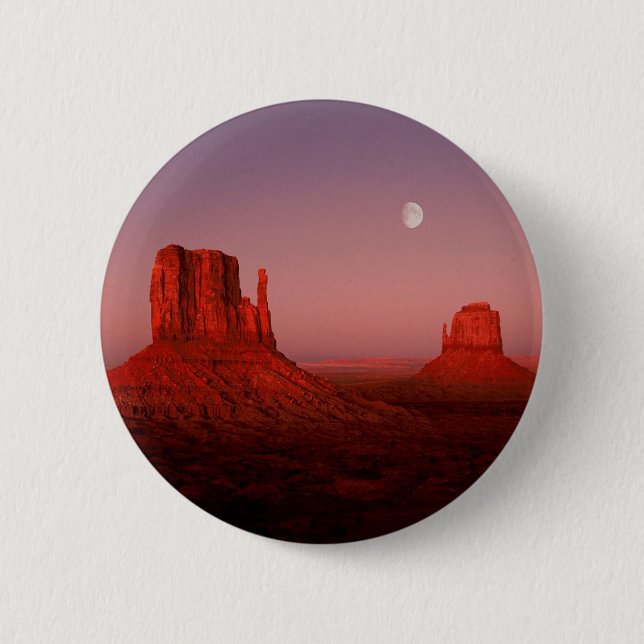 Deserts Moonrise Monument Valley Utah Pinback Button (Front)