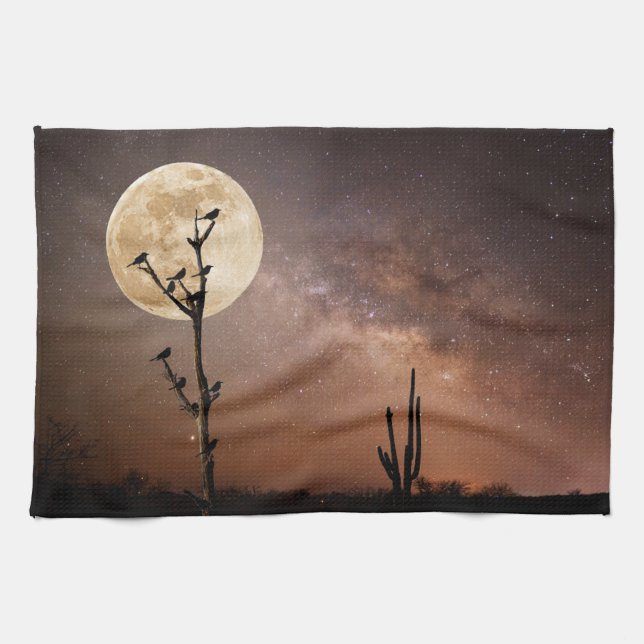 Deserts | Saguaro Cactus With Birds in Desert Kitchen Towel (Horizontal)