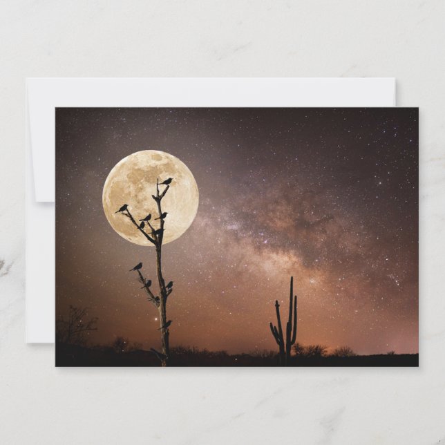 Deserts | Saguaro Cactus With Birds in Desert Thank You Card (Front)