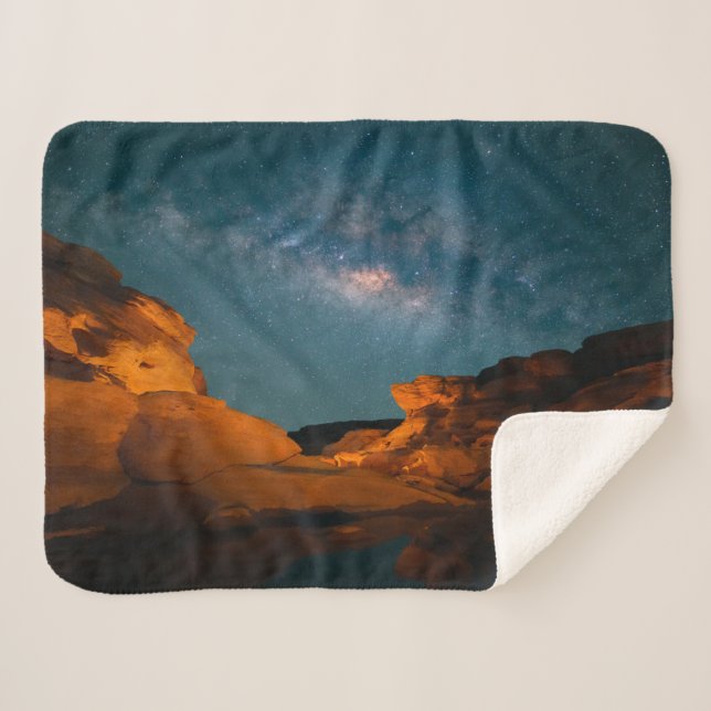 Deserts | Sam Pan Bok Night time Thailand Sherpa Blanket (Front (Horizontal))
