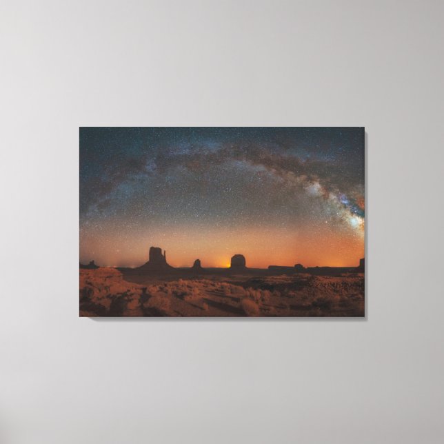 Deserts | Starry Sky Over A Desert Landscape Canvas Print (Front)