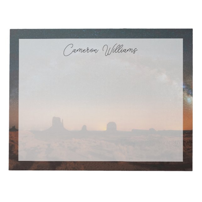 Deserts | Starry Sky Over A Desert Landscape Notepad (Front)