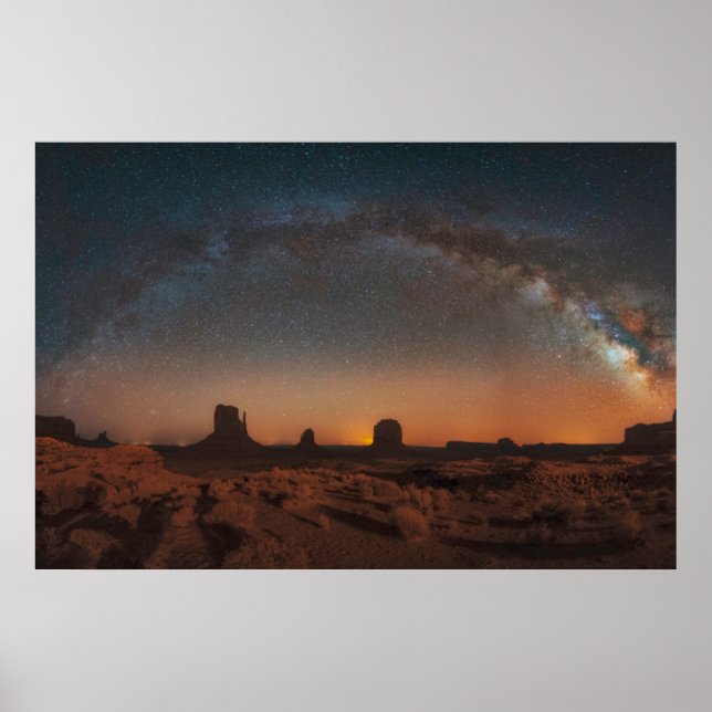 Deserts | Starry Sky Over A Desert Landscape Poster (Front)