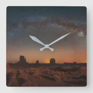 Deserts Starry Sky Over A Desert Landscape Square Wall Clock
