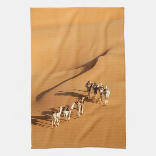 Deserts  Tuareg Walk with Camels Kitchen Towel