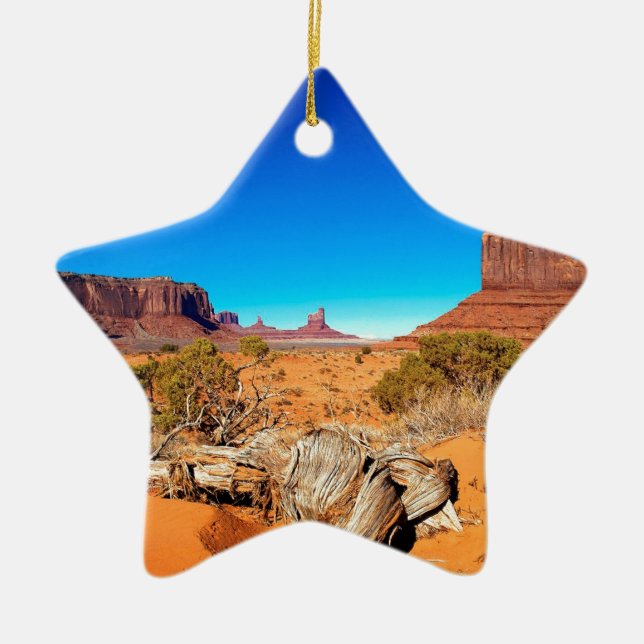 Deserts West Mitten Monument Valley Arizona Ceramic Ornament (Front)