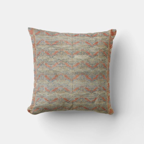 Desi Gned Carpet I Burnt Orange Rust Throw Pillow