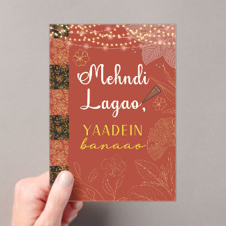 Desi Indian Pakistani Wedding Mehndi Food Sign Acrylic Invitations