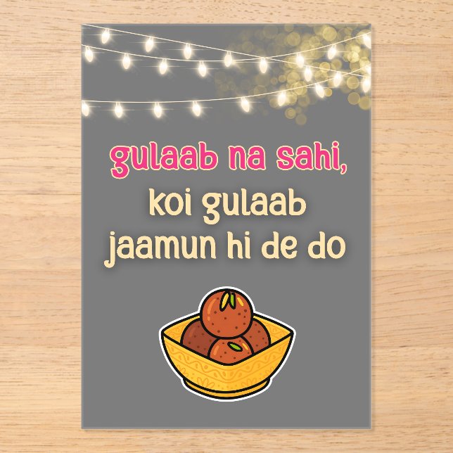 Desi Indian Pakistani Wedding Mehndi Food Sign Acrylic Invitations (Front)