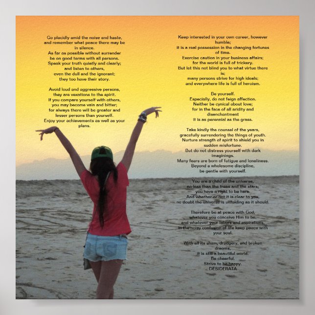 Desiderata 6 by 6 inches poster (Front)