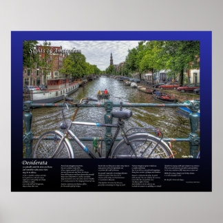 Desiderata - Amsterdam Canal Bridge View and Bike Poster