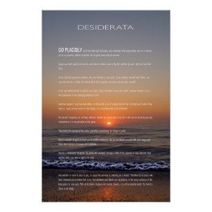 DESIDERATA Beach Golden Sunrise Poster
