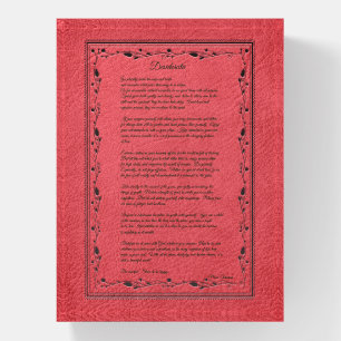 Desiderata Black Text On Pink Leather Paperweight