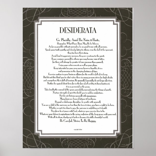 DESIDERATA Blackswirl Sans Poster (Front)