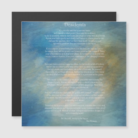 Desiderata Blue Background Magnet (Front/Back)