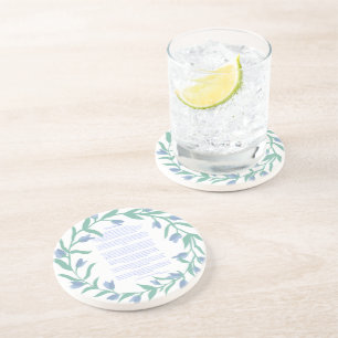 Desiderata Blue Floral Wreath Coaster