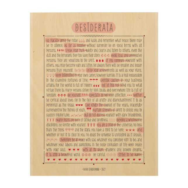 Desiderata by Max Ehrmann Wood Wall Decor (Front)