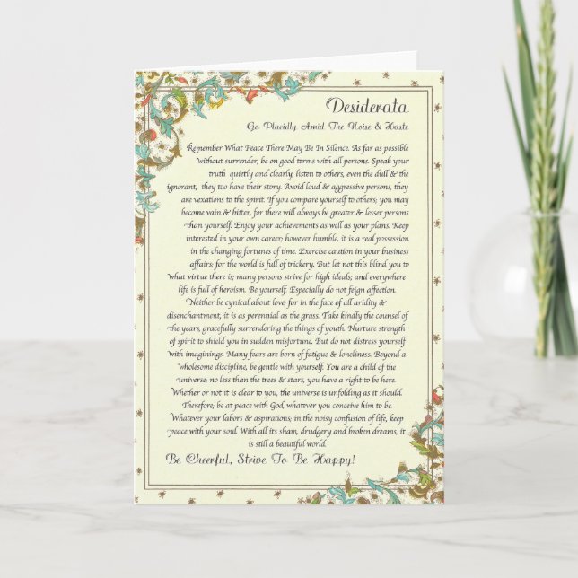 DESIDERATA Card (Front)