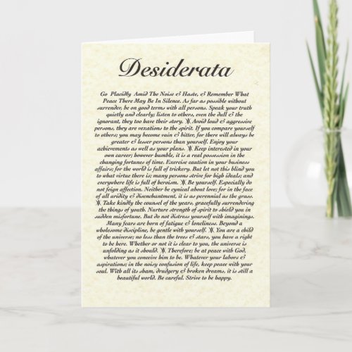 DESIDERATA Card