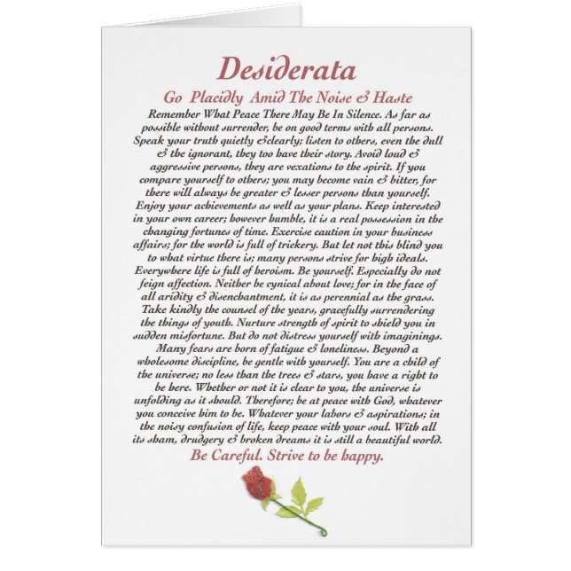DESIDERATA Card=Rose Cards (Front)
