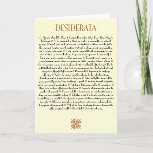 DESIDERATA CardSunburst Holiday Card