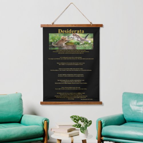 Desiderata Cat Fight on tree stump Hanging Tapestry