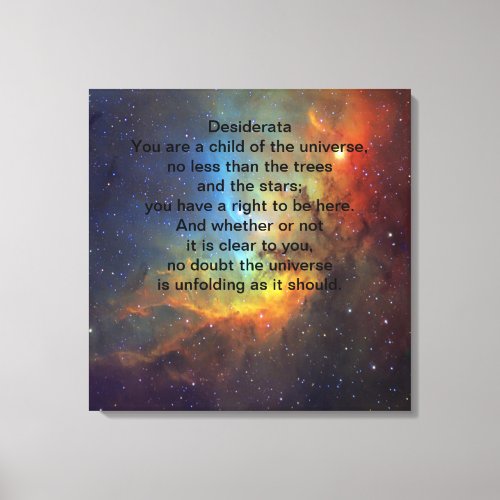 Desiderata Child of Universe Canvas Print