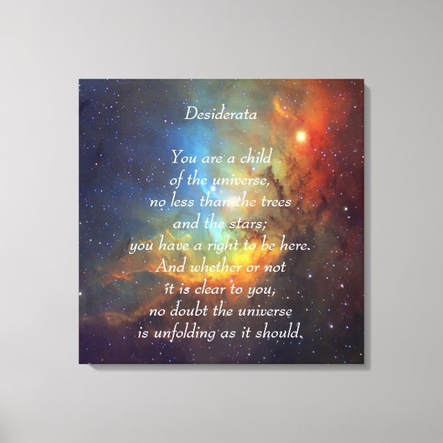 Desiderata Child of Universe Canvas Print (Front)