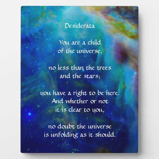 Desiderata Child of Universe Plaque | Zazzle