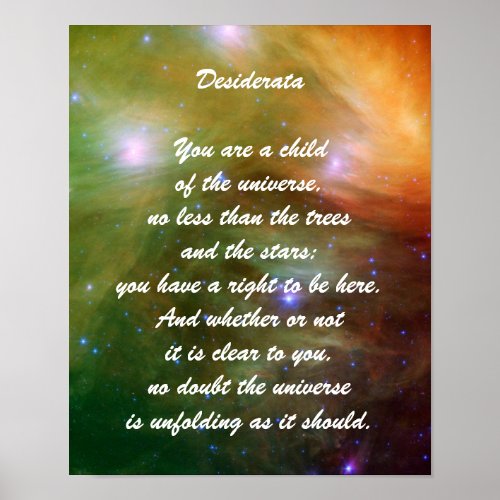 Desiderata Child of Universe Poster