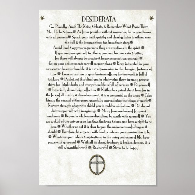 DESIDERATA Circled Crucifix Poster (Front)